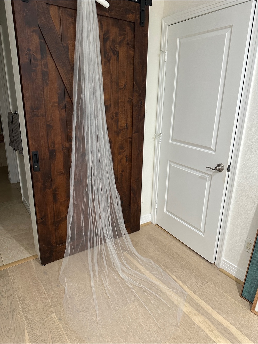 Long Sheer White Bridal Veil - Single Tier